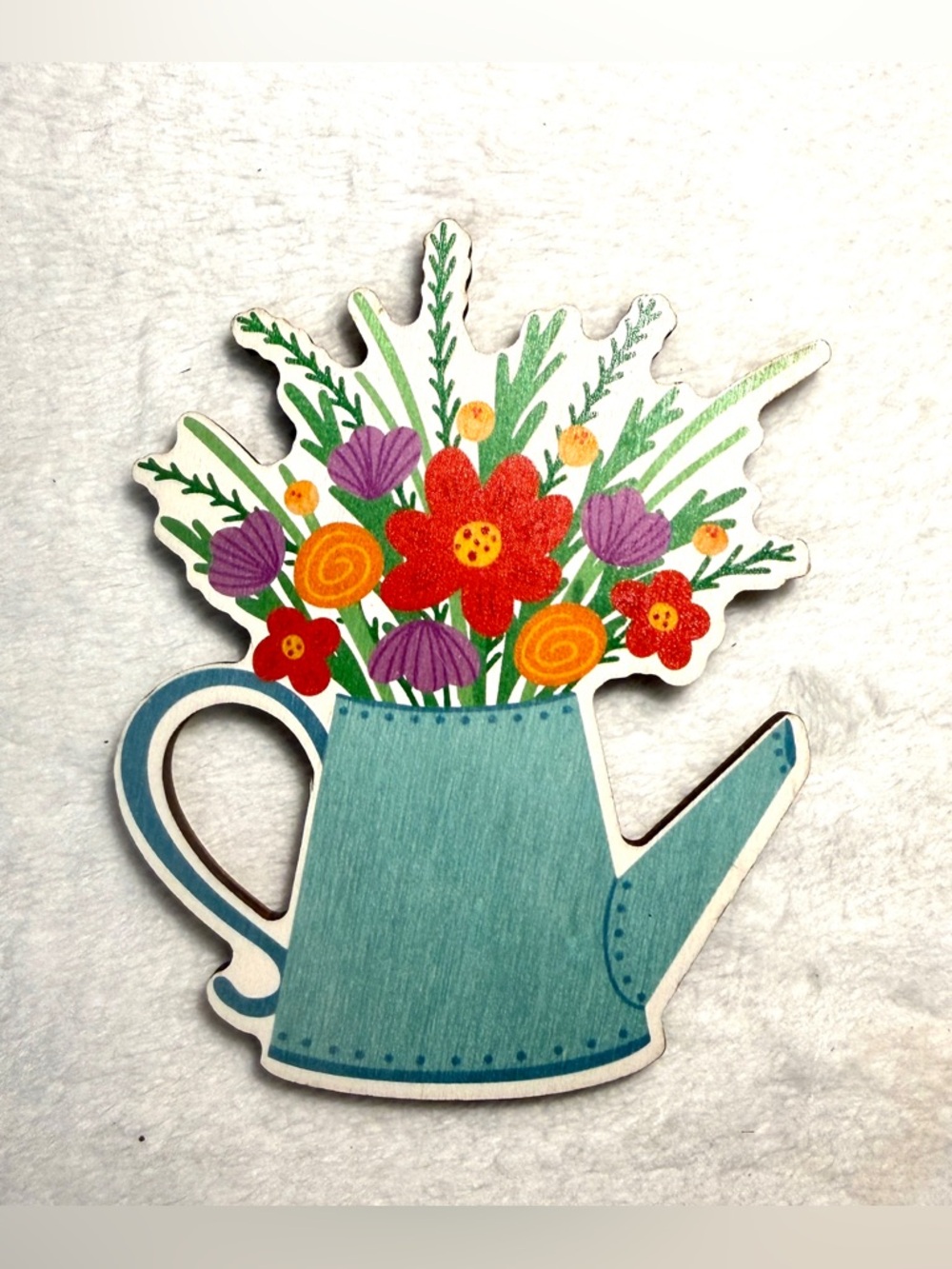 Floral Watering Can Wood Decor